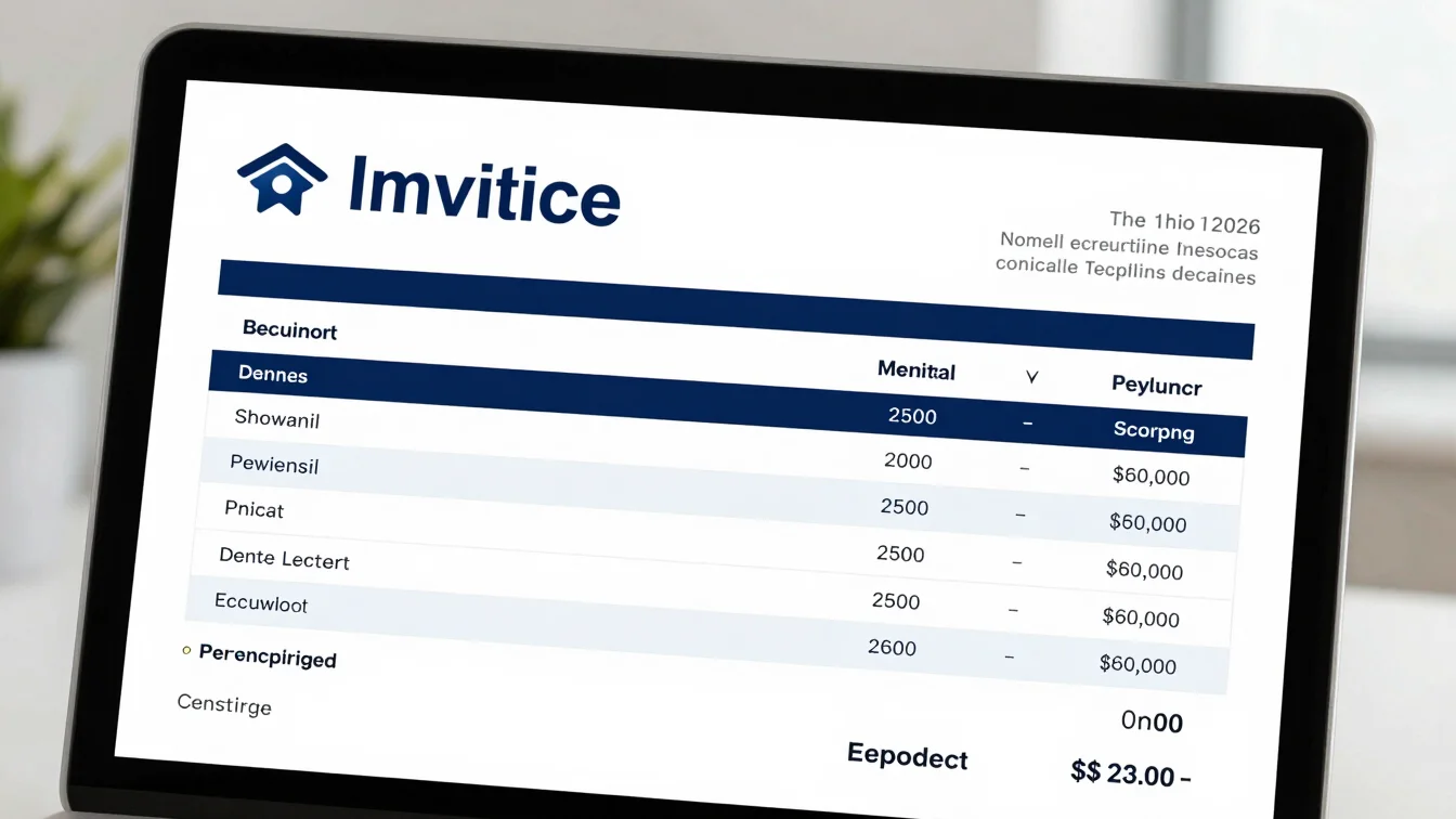Stylized image of a clear invoice or tablet screen displaying upf